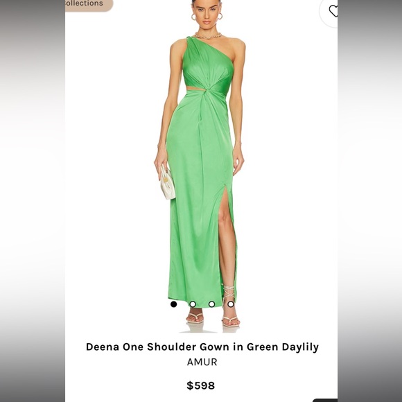 Amur Deena One Shoulder Gown in Green Daylily, size 6 - Picture 1 of 4